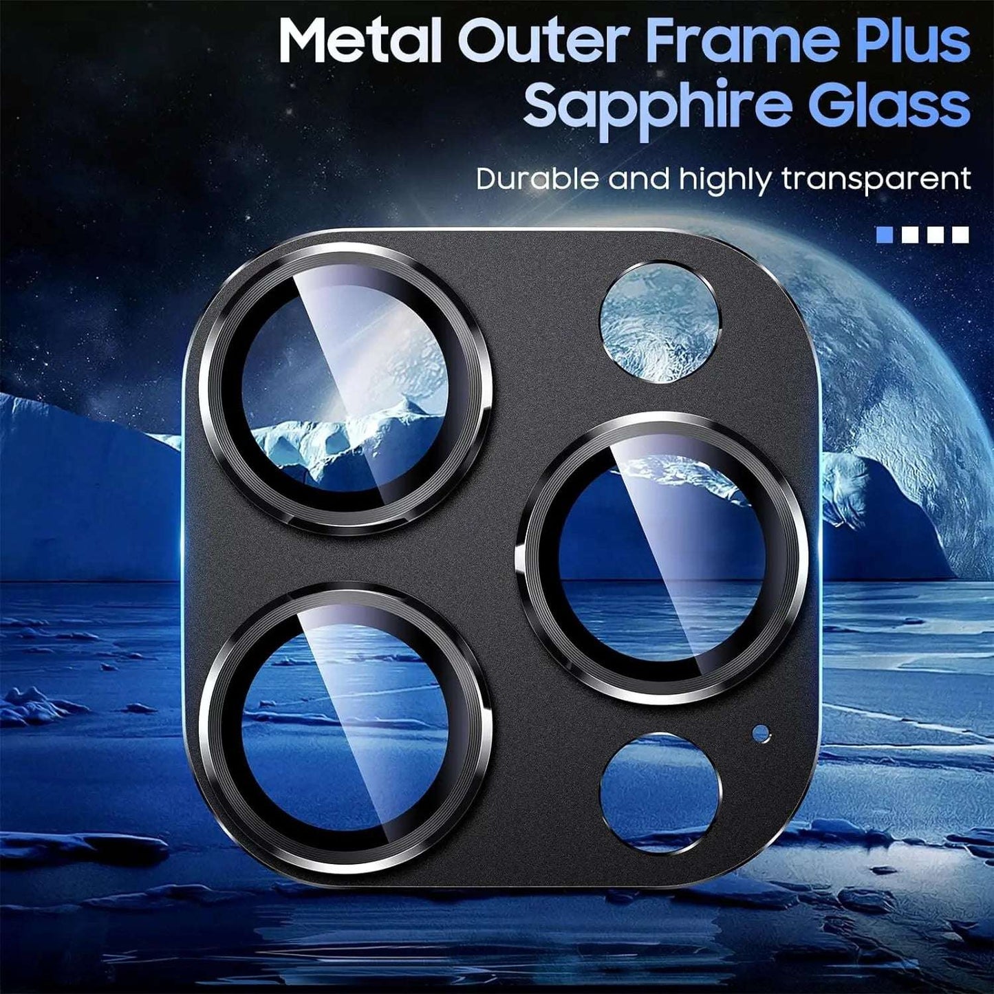iPhone Camera Lens Screen Protector Titanium Black Metal Glass