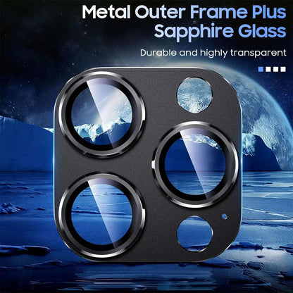 iPhone Camera Lens Screen Protector Titanium Black Metal Glass