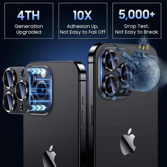 iPhone Camera Lens Screen Protector Titanium Black Metal Glass