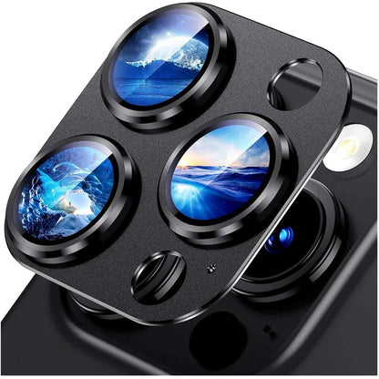 iPhone Camera Lens Screen Protector Titanium Black Metal Glass