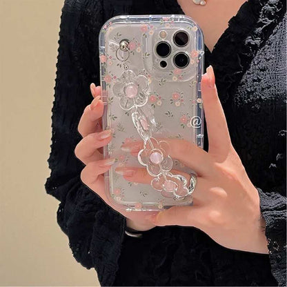 iphone Cute 3D Flower Wrist Phone Chain Soft Phone Case
