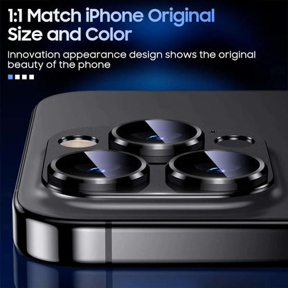 iPhone Camera Lens Screen Protector Titanium Black Metal Glass